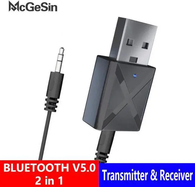 Main image of New Bluetooth Audio Transmitter Receiver 2 in 1 V5.0 Bluetooth Wireless Adapter KN320 Mini 3.5mm AUX Audios For TV Car Kit PC