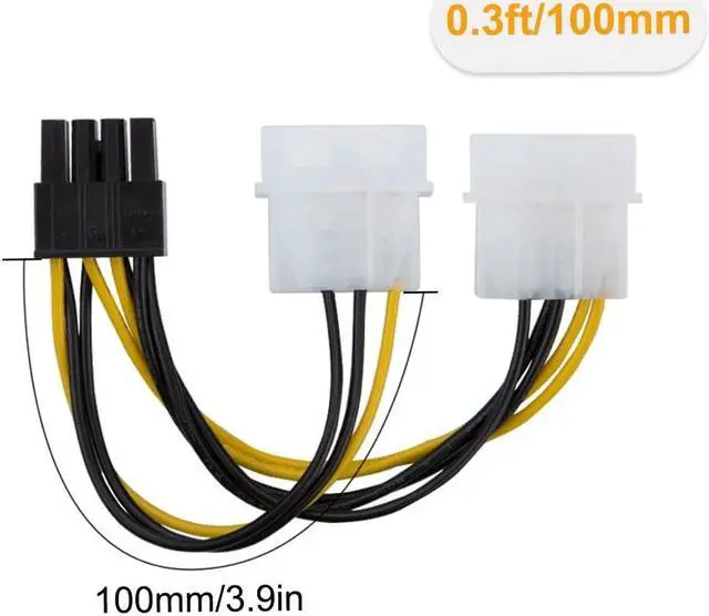 Alt view image 5 of 5 - Molex to PCIe Power Cable,CableCreation 2-Pack Dual 4 Pin Molex to 8-Pin PCIe Power Cable for ASUS, NVIDIA, AMD, EVGA GeForce,Gigabyte, Sapphire Video Graphics Card,4 inch