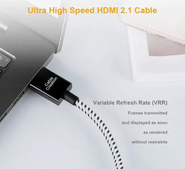Alt view image 5 of 7 - CableCreation HDMI 2.1 Cable,8K Ultra High Speed HDMI Cable 48Gbps, Support HDR,eARC,Dolby Vision,VRR, MacBook Pro 2021, Nintendo Switch, Roku, Xbox one, Xbox Series X, PS5, PS4, Projector-6.6 Feet