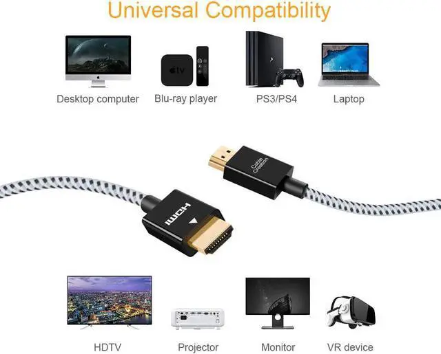 Alt view image 2 of 7 - CableCreation HDMI 2.1 Cable,8K Ultra High Speed HDMI Cable 48Gbps, Support HDR,eARC,Dolby Vision,VRR, MacBook Pro 2021, Nintendo Switch, Roku, Xbox one, Xbox Series X, PS5, PS4, Projector-6.6 Feet