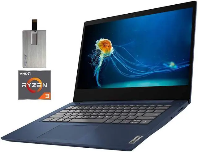 Main image of 2021 Lenovo Ideapad 3 14" Fhd Laptop Computer, Amd 3Rd Gen Ryzen 3-3250U, 12Gb Ram, 1Tb Hdd, Amd Radeon Vega 3, Dolby Audio, Hd Webcam, Hdmi, Windows 10 S, Abyss Blue, 32Gb Snowbell Usb Card