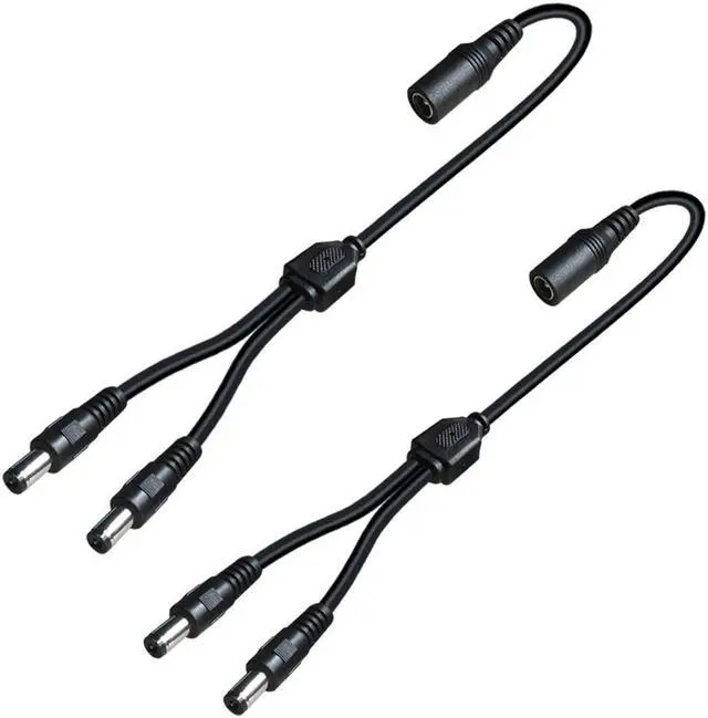 Main image of 2 Pack Dc Power 1 Female To 2 Male 5.5Mm X 2.1Mm Dc Power Supply Splitter Cord For Surveillance Camera Cable Barrel Plug,Y Splitter Adapter Wire,2 Way Y-Cable For Cctv Security Camera,Led Strip Light