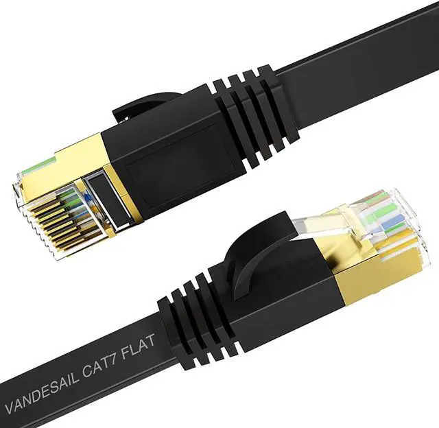 Main image of Cat 7 Ethernet Cable, 35 Ft Flat High Speed Network Lan Internet Cat7 Cable Shielded Rj45 Connector Stp With Gold Plated Plug Patch Cord Gigabit 10/100/1000Mbit/S For Switch, Router, Mo