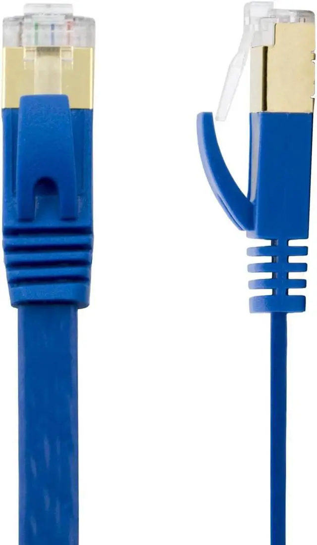Main image of 3 Ft Cat7 Flat Ethernet Cable Shielded Stp Network Snagless Cable Rj45 Cat 7 (5-Pack) Blue