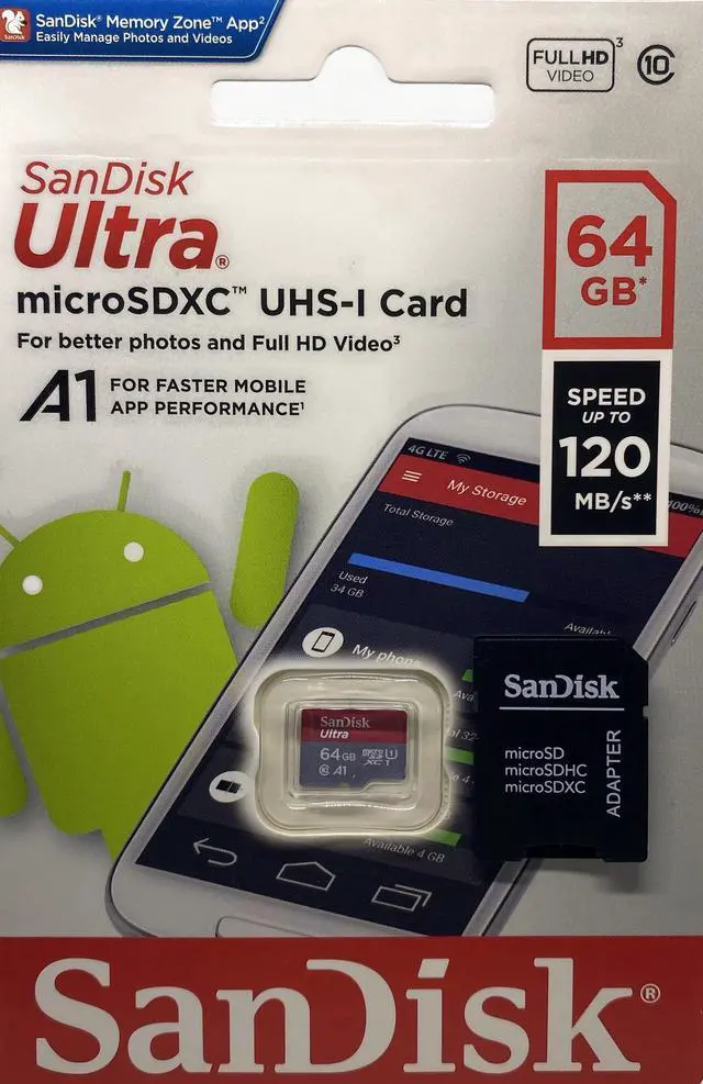 Alt view image 4 of 5 - SanDisk 64GB MicroSDXC Memory Card - 140MB/s Transfer Speeds, A1-Rated Performance, Class 10 with SD Card Adapter, for Cameras, Phones, Tablets, Drones, Computers