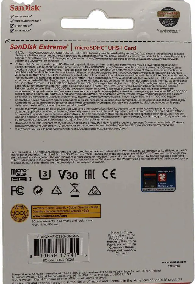 Alt view image 3 of 5 - SanDisk Extreme 32GB MicroSD Card A1 100MB/s SDSQXAF-032G-GN6MN