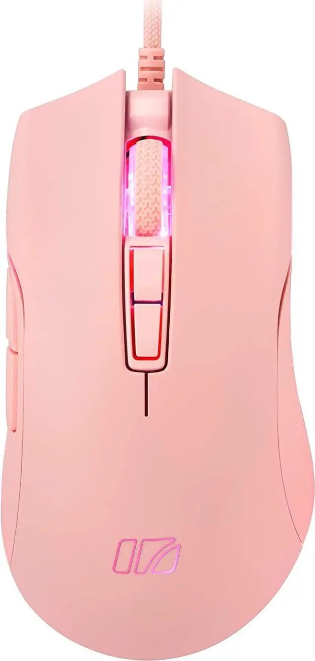 Alt view image 2 of 7 - i-rocks M31E RGB Wired Gaming Mouse : 6400 DPI Optical Sensor - 60 Million Click lifespans - Compatible with i-rocks Software - 7 Programmable Buttons - Peach Pink