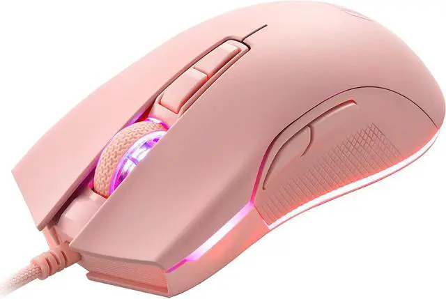 Alt view image 3 of 7 - i-rocks M31E RGB Wired Gaming Mouse : 6400 DPI Optical Sensor - 60 Million Click lifespans - Compatible with i-rocks Software - 7 Programmable Buttons - Peach Pink