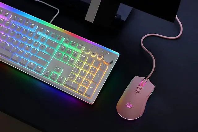Alt view image 4 of 7 - i-rocks M31E RGB Wired Gaming Mouse : 6400 DPI Optical Sensor - 60 Million Click lifespans - Compatible with i-rocks Software - 7 Programmable Buttons - Peach Pink
