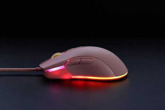 Alt view image 5 of 7 - i-rocks M31E RGB Wired Gaming Mouse : 6400 DPI Optical Sensor - 60 Million Click lifespans - Compatible with i-rocks Software - 7 Programmable Buttons - Peach Pink