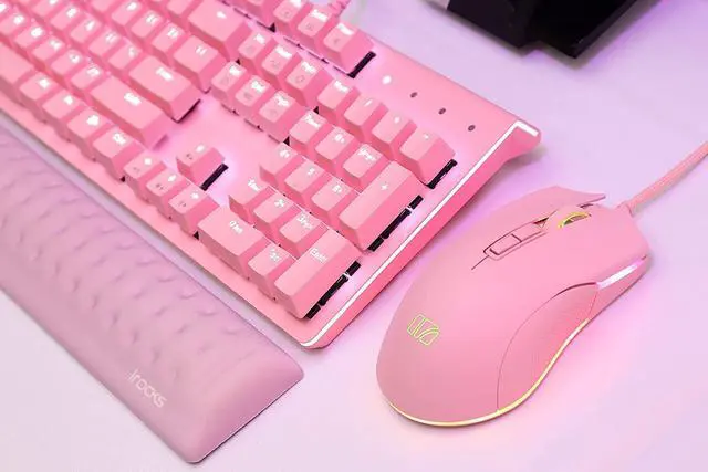 Alt view image 6 of 7 - i-rocks M31E RGB Wired Gaming Mouse : 6400 DPI Optical Sensor - 60 Million Click lifespans - Compatible with i-rocks Software - 7 Programmable Buttons - Peach Pink