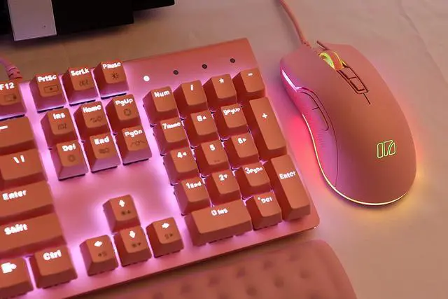 Alt view image 7 of 7 - i-rocks M31E RGB Wired Gaming Mouse : 6400 DPI Optical Sensor - 60 Million Click lifespans - Compatible with i-rocks Software - 7 Programmable Buttons - Peach Pink