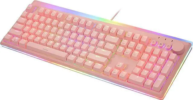 Alt view image 2 of 7 - i-rocks K71M Mechanical Gaming Keyboard with Media Control Knob (Gateron Red Switches, Pink)
