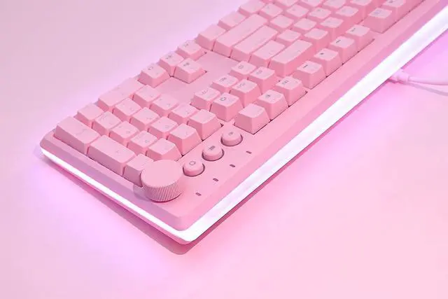Alt view image 6 of 7 - i-rocks K71M Mechanical Gaming Keyboard with Media Control Knob (Gateron Red Switches, Pink)
