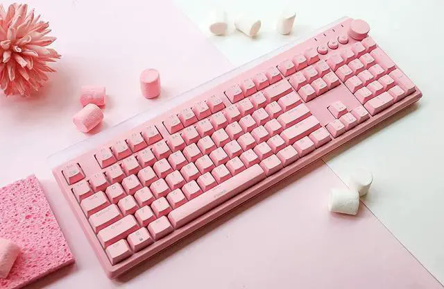 Alt view image 4 of 7 - i-rocks K71M RGB Mechanical Gaming Keyboard with Media Control Knob, Gateron Switches (Brown), 104 Keys w/Full NKRO, PBT Keycaps, Multimedia Hotkeys, Detachable USB-C Cable and Onboard Storage, Pink