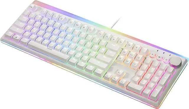 Alt view image 2 of 7 - i-rocks K71M Mechanical Gaming Keyboard with Media Control Knob (Gateron Blue Switches, White)
