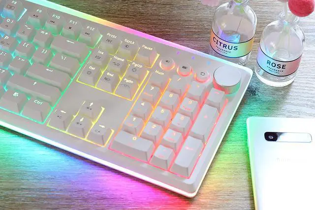 Alt view image 5 of 7 - i-rocks K71M Mechanical Gaming Keyboard with Media Control Knob (Gateron Blue Switches, White)
