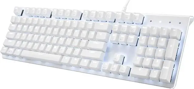 Main image of i-rocks K75M Illuminated Mechanical Keyboard, 104 Keys, with Cherry MX Switches, PBT Keycaps, Backlit LED Light and Shortcut Keys - Programmable Light & Macro Recorder (Cherry MX Red Switches, White)