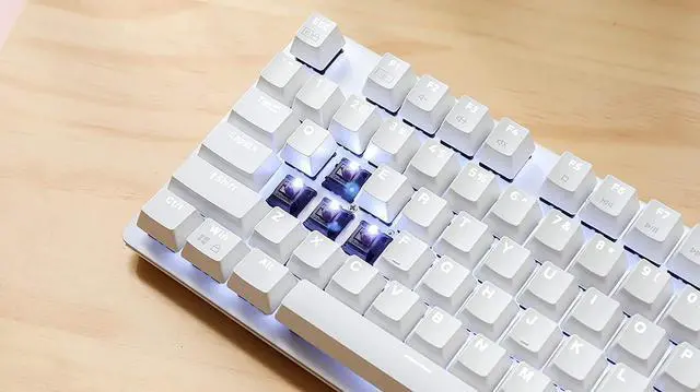 Alt view image 5 of 7 - i-rocks K75M Illuminated Mechanical Keyboard, 104 Keys, with Cherry MX Switches, PBT Keycaps, Backlit LED Light and Shortcut Keys - Programmable Light & Macro Recorder (Cherry MX Red Switches, White)