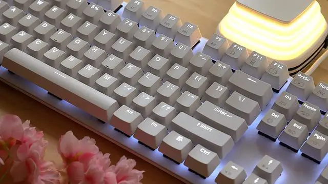 Alt view image 7 of 7 - i-rocks K75M Illuminated Mechanical Keyboard, 104 Keys, with Cherry MX Switches, PBT Keycaps, Backlit LED Light and Shortcut Keys - Programmable Light & Macro Recorder (Cherry MX Red Switches, White)