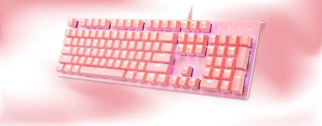 Main image of i-rocks K75M Illuminated Mechanical Keyboard, 104 Keys, with Cherry MX Switches, PBT Keycaps, Backlit LED Light and Shortcut Keys - Programmable Light & Macro Recorder (Cherry MX Red Switch, Pink)