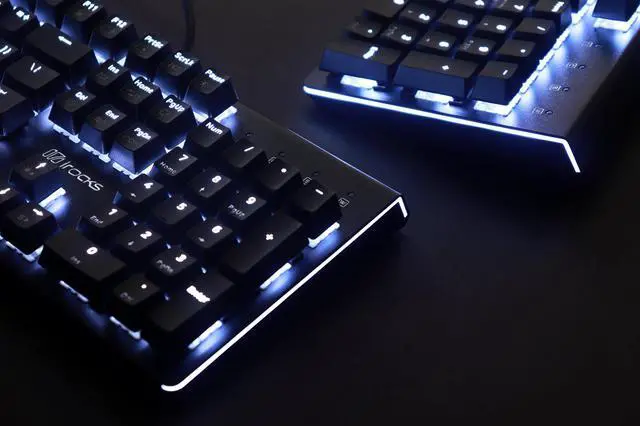 Alt view image 3 of 6 - i-rocks K75M Illuminated Mechanical Keyboard, 104 Keys, with Cherry MX Switches, PBT Keycaps, Backlit LED Light and Shortcut Keys - Programmable Light & Macro Recorder (Cherry MX Brown Switch, Black)