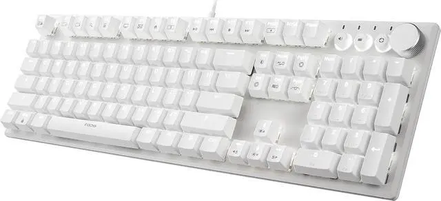 Main image of i-rocks K74M Illuminated Mechanical Keyboard - with Gateron Hot Swappable Switches - 107keys, USB-C Detachable Cable, LED Backlit, PBT Double Shot Keycaps, Smart Wheel Control - White