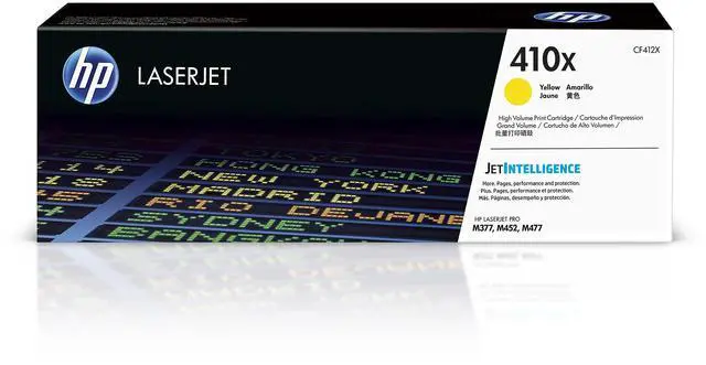 Main image of 410X Yellow High-Yield Toner Cartridge Printers | Works with Color LaserJet Pro M452 Series; Color LaserJet Pro MFP M377, M477 Series | CF412X