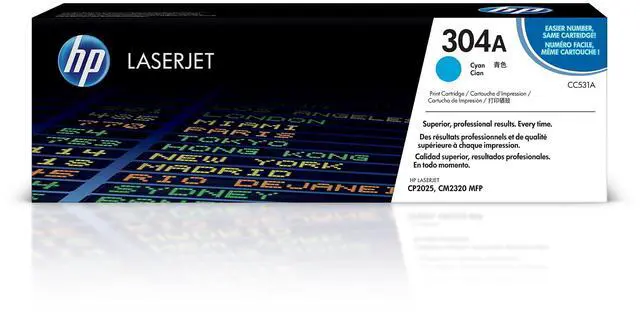 Main image of 304A Cyan Toner Cartridge | Works Color LaserJet CM2320 MFP, Color LaserJet CP2025 Series | CC531A