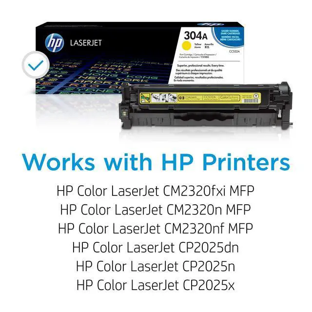 Alt view image 2 of 7 - 304A Yellow Toner Cartridge | Works Color LaserJet CM2320 MFP, Color LaserJet CP2025 Series | CC532A