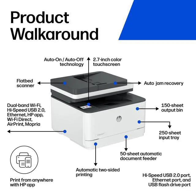 Alt view image 3 of 7 - LaserJet Pro MFP 3101sdw Wireless Black and White All-in-One Laser Printer, Office Printer, Duplex, Best-for-Small Teams (9D2X4F)