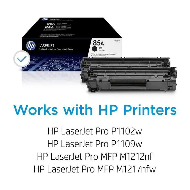 Alt view image 2 of 7 - 85A Black Toner Cartridges (2-Pack) | Works LaserJet Pro P1102, P1109 Series, LaserJet Pro MFP M1212, M1217 Series | CE285D