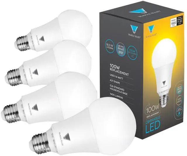 Main image of Triangle Bulbs T95143, LED Dimmable 100 Watt Equivalent 5000K Daylight Light Bulbs, 4-Pack