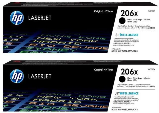 Main image of HP 206X High-Yield Black Toner Cartridge 2-Pack | Compatible Color LaserJet Pro M255 & MFP M282/M283 Series Printers | W2110XD1