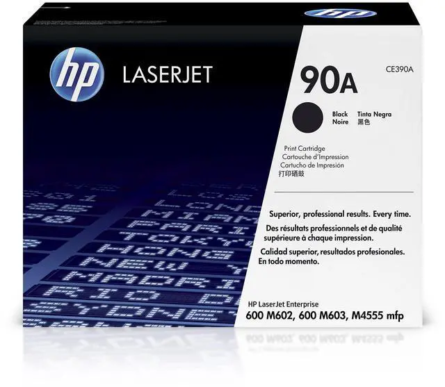 Main image of 90A Black Toner Cartridge | Works LaserJet Enterprise 600 M602, M603 Series, LaserJet Enterprise M4555 MFP Series | CE390A