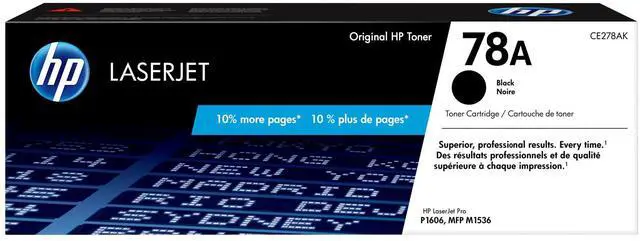 Main image of 78A Black Toner Cartridge | Works LaserJet Pro P1566, P1606 Series, LaserJet Pro MFP M1536 Series | CE278A