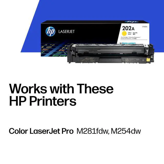 Alt view image 2 of 7 - 202A Yellow Toner Cartridge Printers | Works with Color LaserJet Pro M254; Color LaserJet Pro MFP M281 Series | CF502A