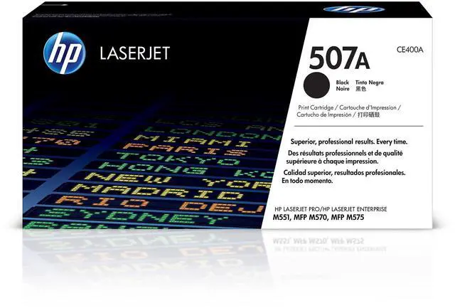 Main image of 507A Black Toner Cartridge | Works LaserJet Enterprise 500 Color M551, MFP M575, LaserJet Pro 500 Color MFP M570 Series | CE400A