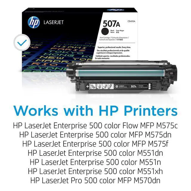 Alt view image 2 of 7 - 507A Black Toner Cartridge | Works LaserJet Enterprise 500 Color M551, MFP M575, LaserJet Pro 500 Color MFP M570 Series | CE400A