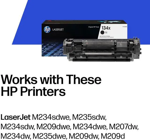 Alt view image 2 of 7 - 134X Black High-Yield Toner Cartridge Printers | Works with LaserJet M209 Series; LaserJet MFP M234 Series | W1340X