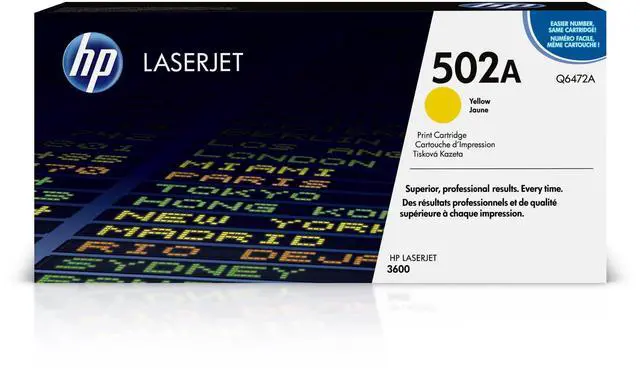 Main image of Original 502A Yellow Toner Cartridge | Works Color LaserJet 3600 Series | Q6472A