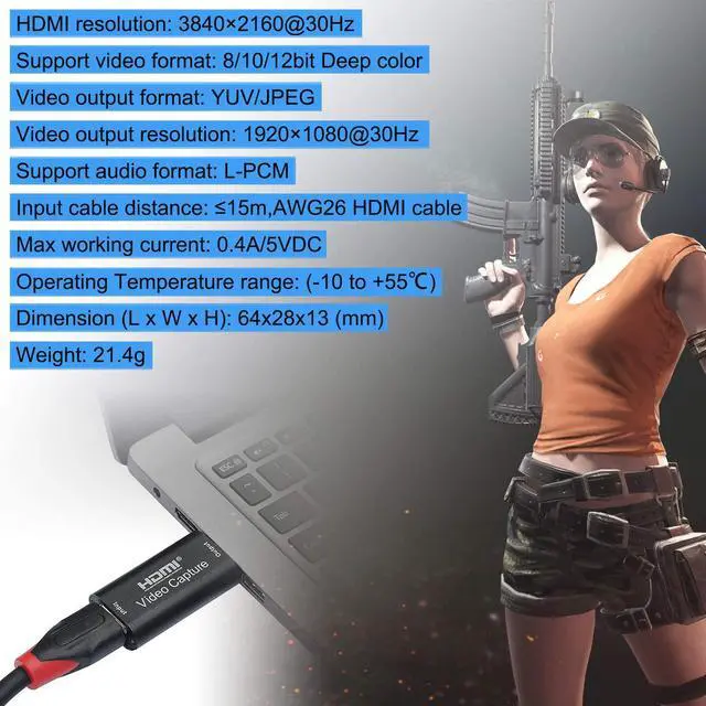 Alt view image 3 of 5 - Video 1080P Capture Card HDMI to USB 2.0 Record via DSLR Camcorder Action Cam For Live Broadcasting