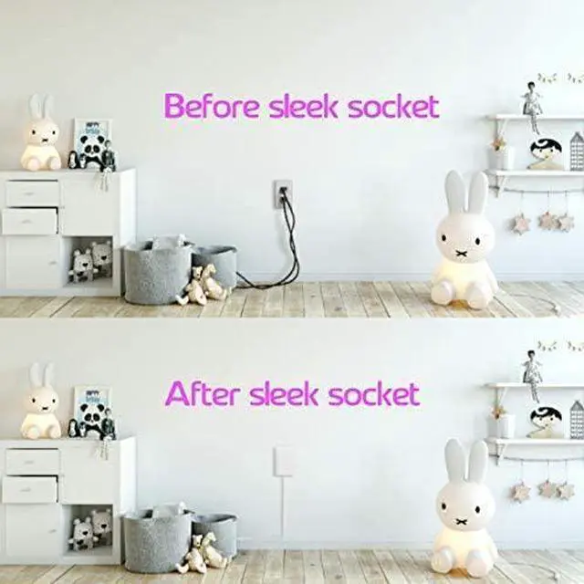 Alt view image 2 of 7 - Sleek Socket 9-C-OVSZ-W Ultra-Thin Child Proofing Electrical Outlet Cover Wall Plate with 3 Outlet Power Strip and Cord Cover Kit, 9-Foot