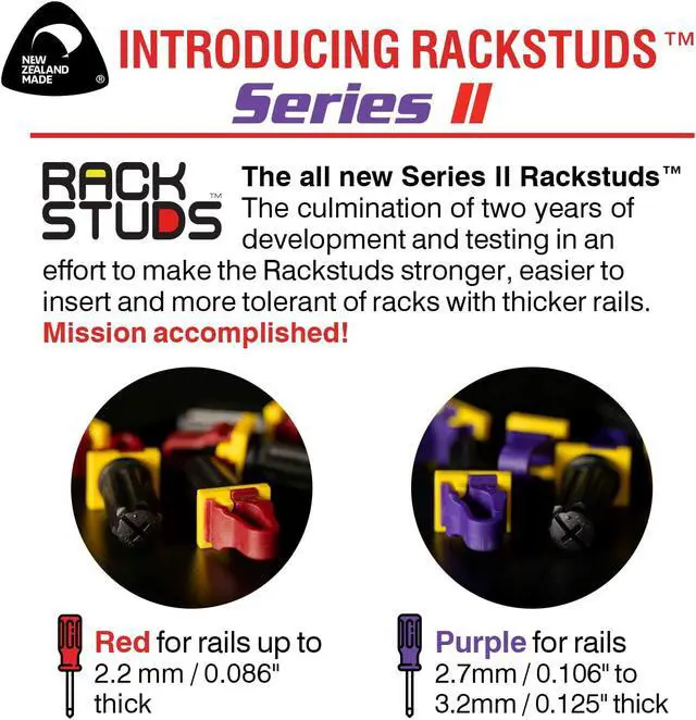 Alt view image 6 of 6 - Rackstuds 4C Rack Mount Solution Series II – No More Cage Nuts! The Easiest and Safest Server Rack Solution in 19" Racks with Square Punched Vertical Rails. Sample Pack Contains 4 of Each Size/Color