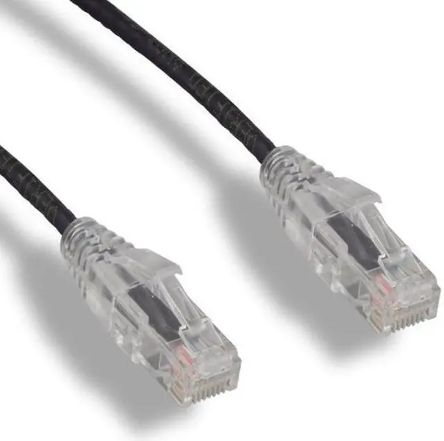 Main image of FireFold C6SLIM-10-BLK Cat6 Slim Ethernet Patch Cable Black 10ft, 28 AWG 4 Pair UTP Stranded Bare Copper Ethernet Wire Snagless Translucent Clear Boot (10FT, Black)
