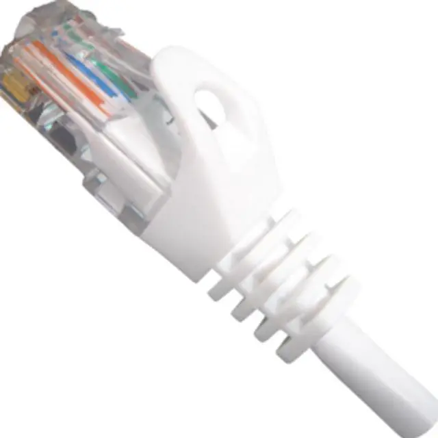 Main image of FireFold Cat6 Ethernet Patch Cable White 2ft, 550MHZ UTP 24 AWG Bare Copper Molded Snagless Half-Moon Boot Network Patch Cable with Connector – High-Speed Internet Cable LAN Wire for Computer Networks