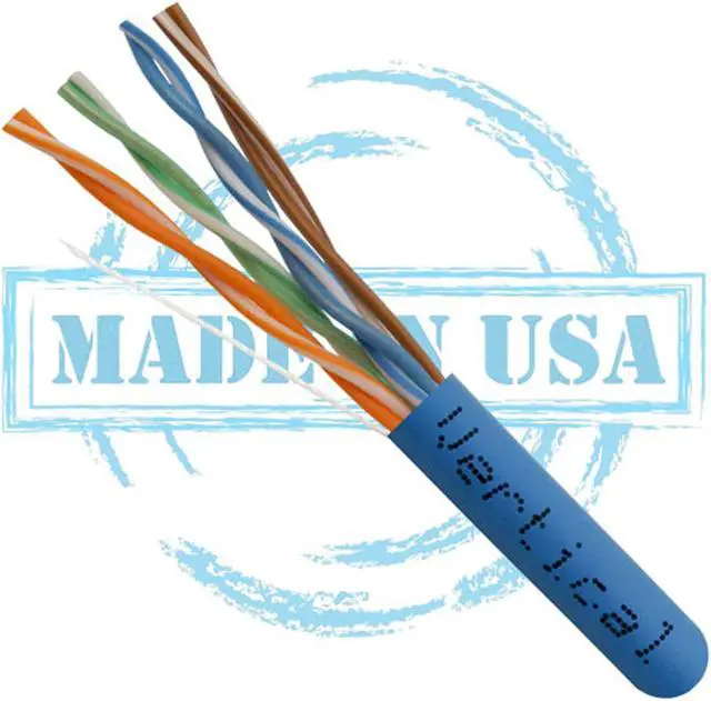 Alt view image 2 of 5 - USA 1000ft,  23AWG, Vertical Cable CAT6, 550 MHz, UTP, 8C Solid Bare Copper, Plenum,  Bulk Ethernet Cable - Made in USA, Blue