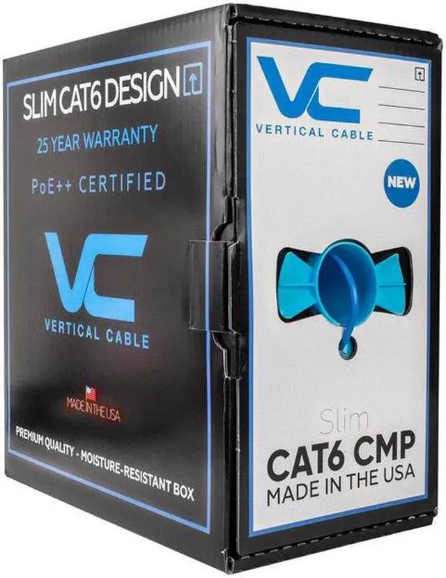 Main image of USA 1000ft,  23AWG, Vertical Cable CAT6, 550 MHz, UTP, 8C Solid Bare Copper, Plenum,  Bulk Ethernet Cable - Made in USA, Blue