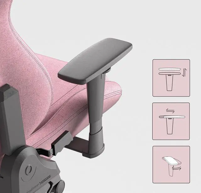 Alt view image 4 of 7 - DXRacer Drifting Gaming Chair - Fabric Reclining Ergonomic Computer Office Chair with Lumbar Support & Head Pillow, Regular L, Pink
