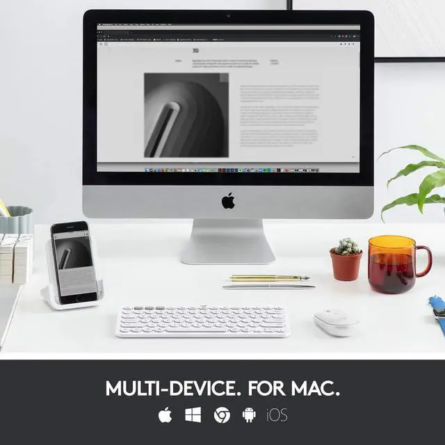 Alt view image 4 of 7 - Logitech K380 Multi-Device Bluetooth Keyboard for Mac 920-009729 Off-White